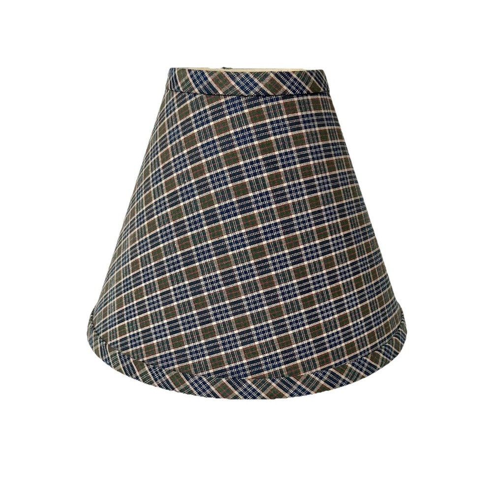 Vintage English Country Blue Green & Tan Tartan Plaid Lamp Shade Uno Preppy